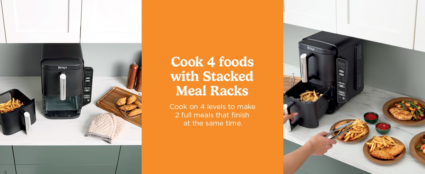 Cook 4 foods with Stacked Meal Racks