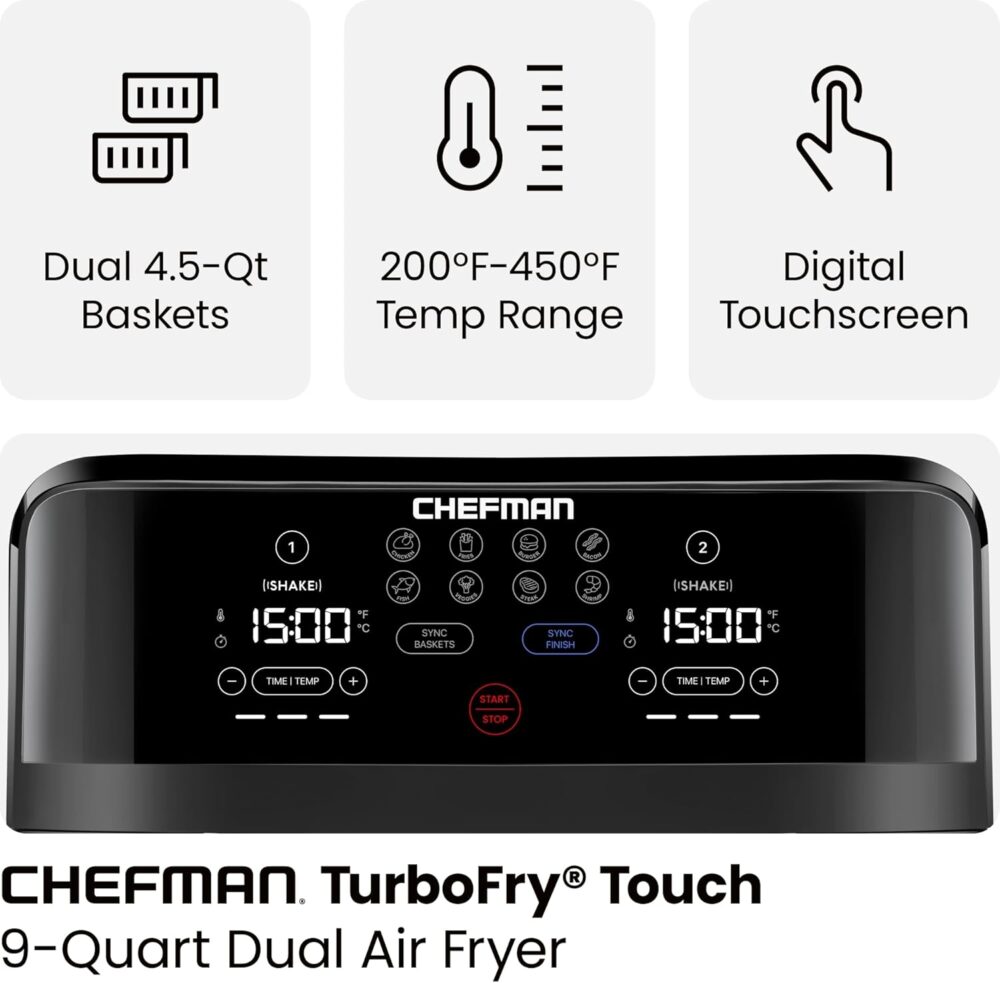 Chefman TurboFry Touch Dual Air Fryer - Image 4