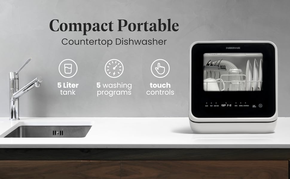 farberware compact portable countertop dishwasher