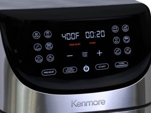 Closeup of the control panel on the Kenmore air fryer