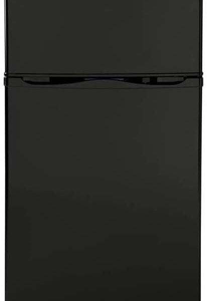 GE GPV10FGNBB 24" Top Freezer Refrigerator with 9.93 cu. ft. Capacity 12V DC Power Only LED Lighting and Adjustable Spillproof Glass Shelves in Black