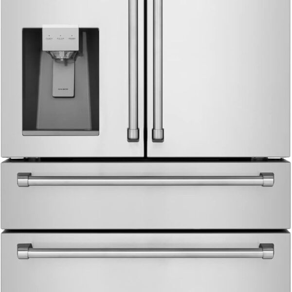 ZLINE 36 in. 21.6 cu. ft. Counter-Depth French Door Refrigerator with Water and Ice Dispenser in Fingerprint-Resistant Stainless Steel (RFM-W-36)
