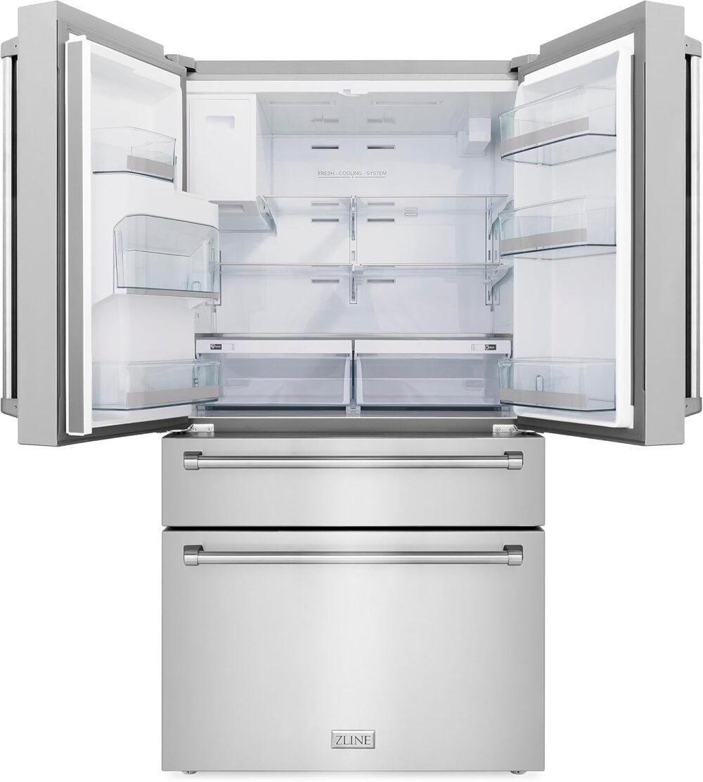 ZLINE 36 in. 21.6 cu. ft. Counter-Depth French Door Refrigerator with Water and Ice Dispenser in Fingerprint-Resistant Stainless Steel (RFM-W-36) - Image 5