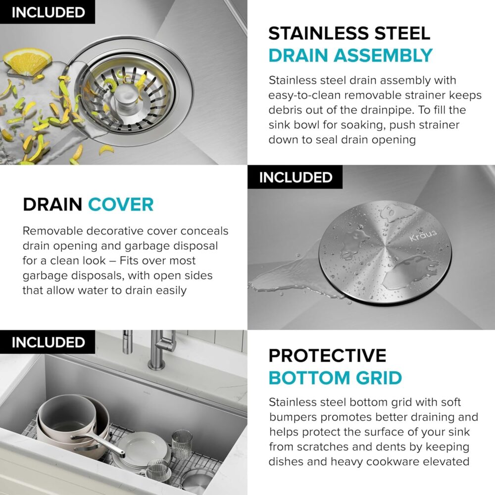 KRAUS Kore 32-Inch Undermount Workstation 16 Gauge Single Bowl Stainless Steel Kitchen Sink with Accessories, KWU110-32 - Image 8