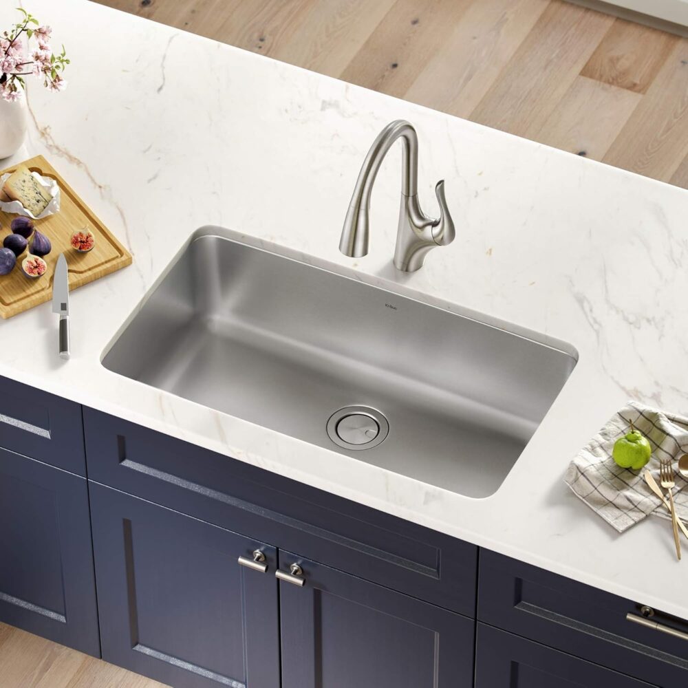 KRAUS Dex 33-inch Undermount 16 Gauge Stainless Steel Single Bowl Kitchen Sink, KA1US33B - Image 2