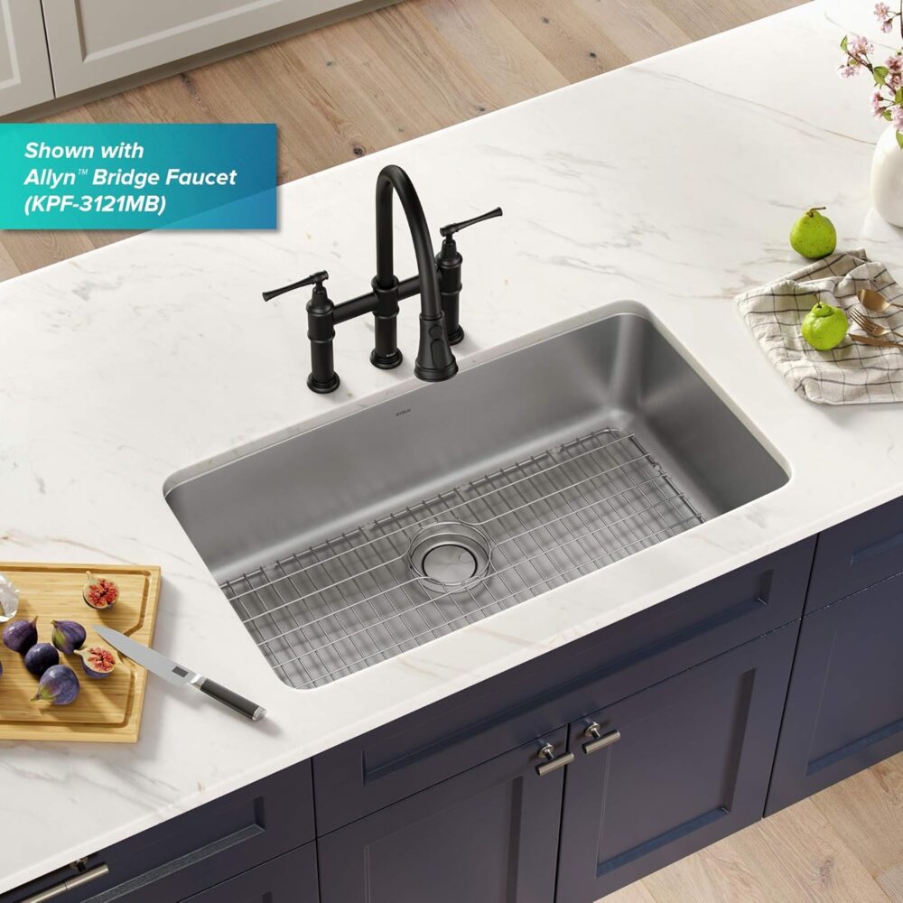 KRAUS Dex 33-inch Undermount 16 Gauge Stainless Steel Single Bowl Kitchen Sink, KA1US33B - Image 3