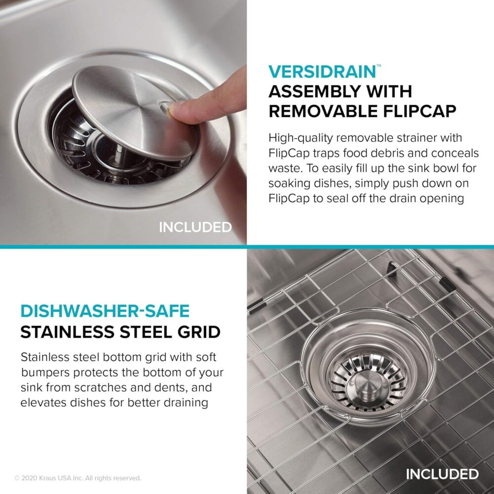 KRAUS Dex 33-inch Undermount 16 Gauge Stainless Steel Single Bowl Kitchen Sink, KA1US33B - Image 8