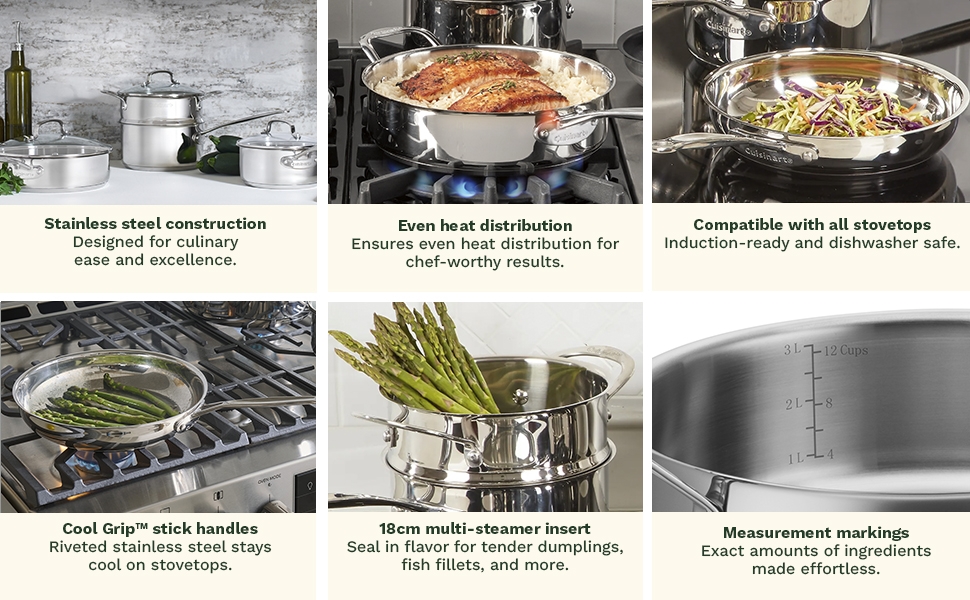 stainless steel cookware set, Cuisinart stainless steel cookware set, cookware set, cookware
