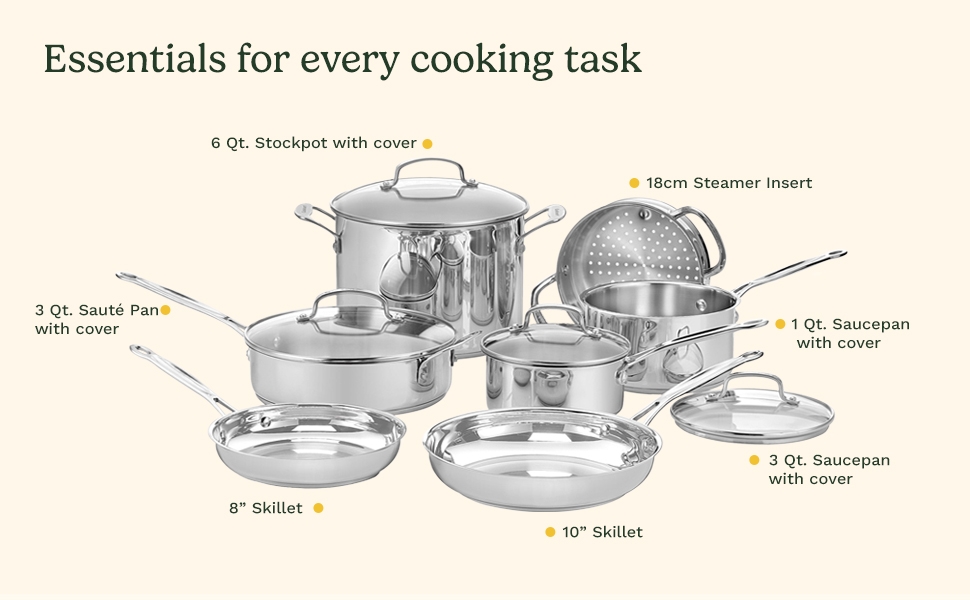 stainless steel cookware set, Cuisinart stainless steel cookware set