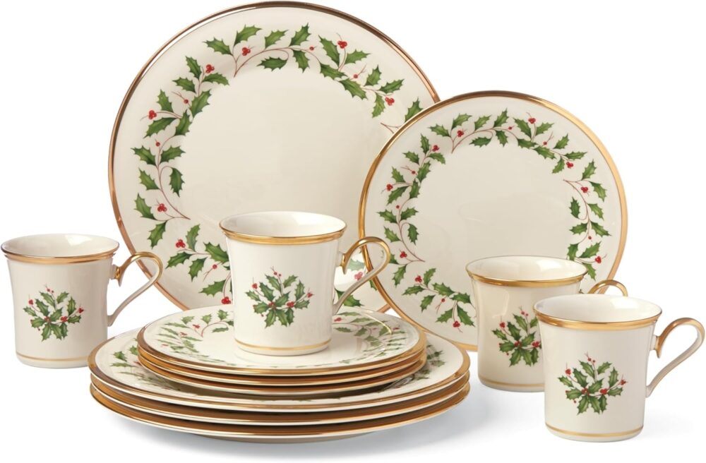Lenox 6122048 Holiday 12-Piece-Plate-&-Mug Set, Christmas Dinnerware, Hosting - Image 4