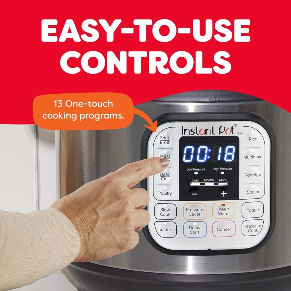 Instant Pot Duo 7-in-1 Electric Pressure Cooker, Slow Cooker, Rice, Steamer, Sauté, Yogurt Maker, Warmer & Sterilizer, Includes App With Over 800 Recipes, Stainless Steel, 6 Quart - Image 4