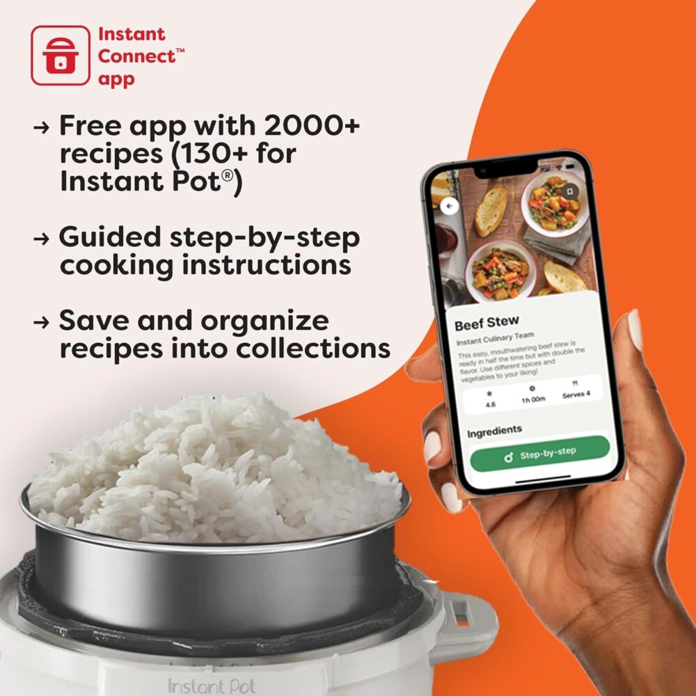 Instant Pot Duo 7-in-1 Electric Pressure Cooker, Slow Cooker, Rice, Steamer, Sauté, Yogurt Maker, Warmer & Sterilizer, Includes App With Over 800 Recipes, Stainless Steel, 6 Quart - Image 7