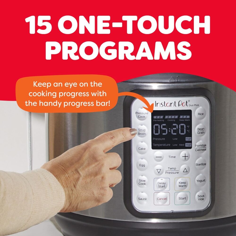 Instant Pot Duo Plus 9-in-1 Multicooker, Pressure Cooker, Slow Cook, Rice Maker, Steamer, Sauté, Yogurt, Warmer & Sterilizer, Includes App With Over 800 Recipes, Stainless Steel, 6 Quarts - Image 5