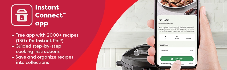 Instant Pot Instant Connect App banner with pot roast recipe