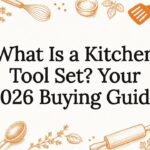 Decorative kitchen tools title card illustration