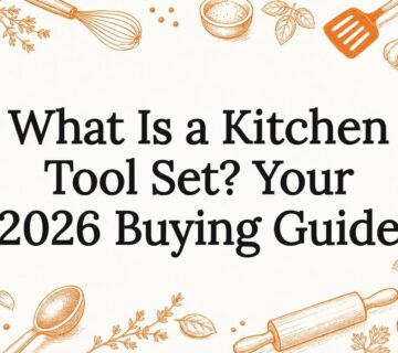 Decorative kitchen tools title card illustration