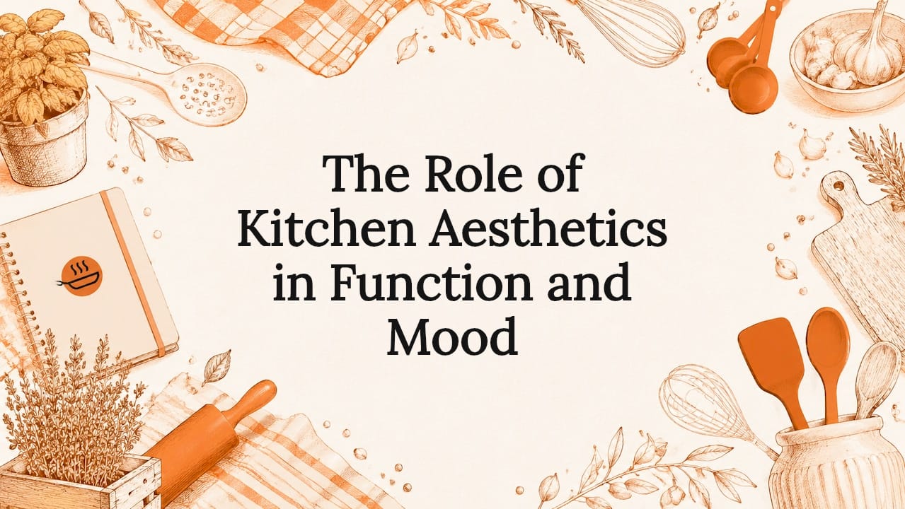 Decorative title card illustration for kitchen aesthetics article