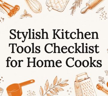 Decorative title card with kitchen tool illustrations
