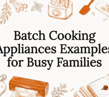 Decorative title card illustration for batch cooking appliances