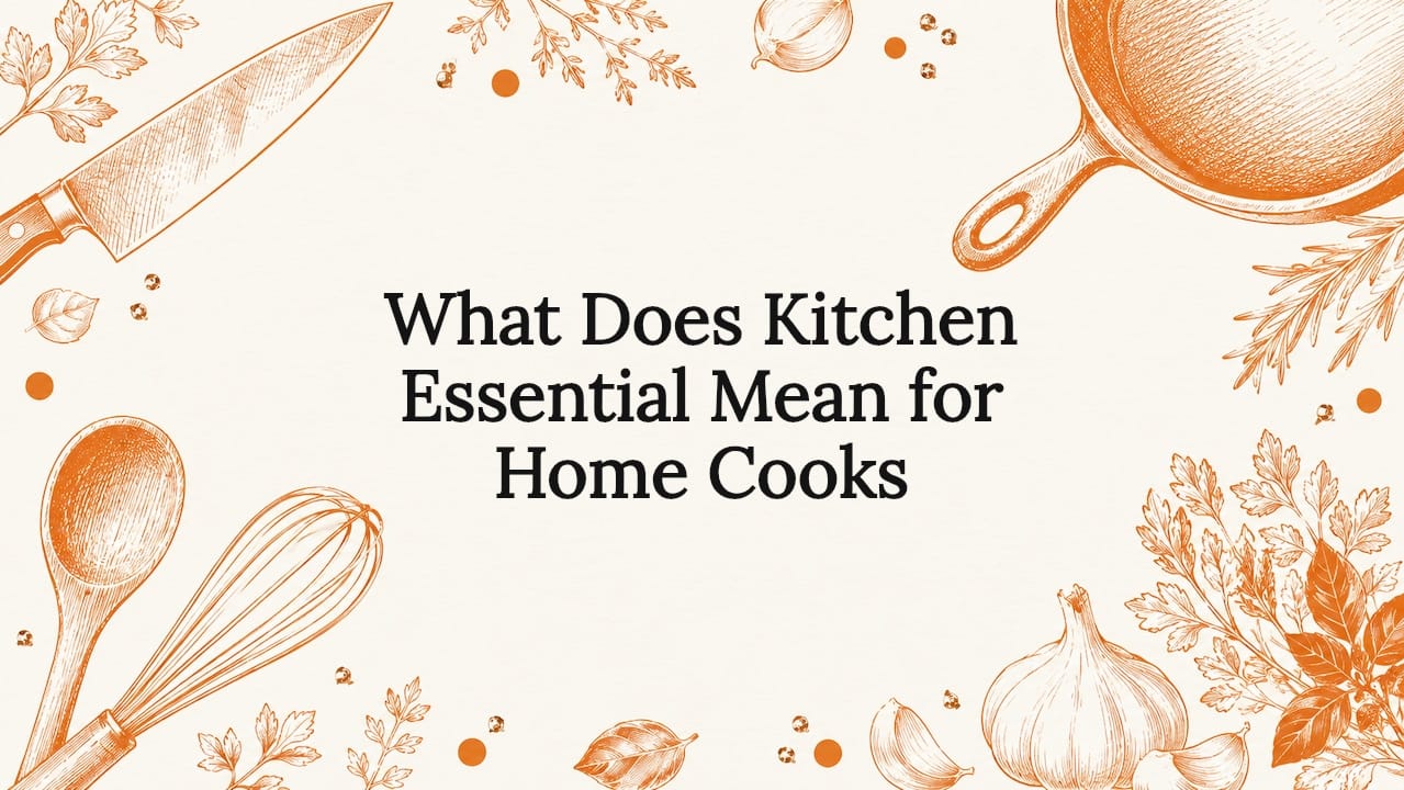 Decorative kitchen tools title card illustration