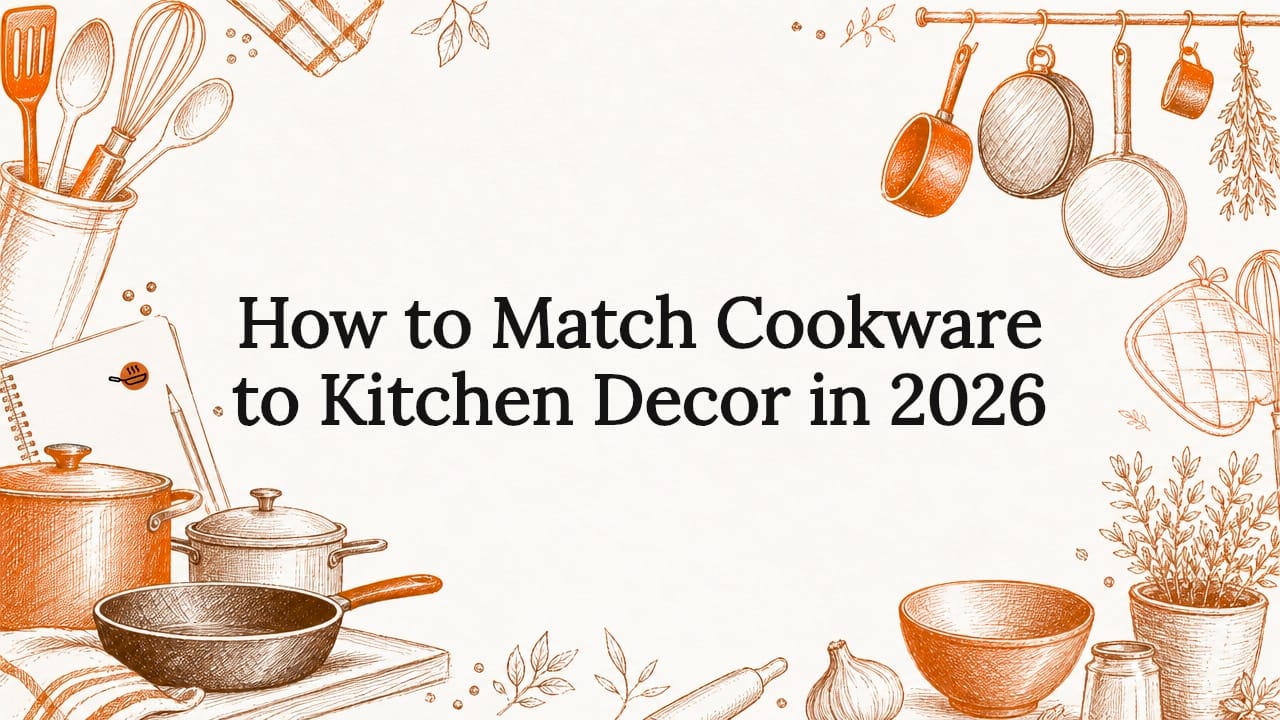 Decorative cookware themed title card illustration
