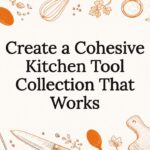 Decorative kitchen tools illustration framing title