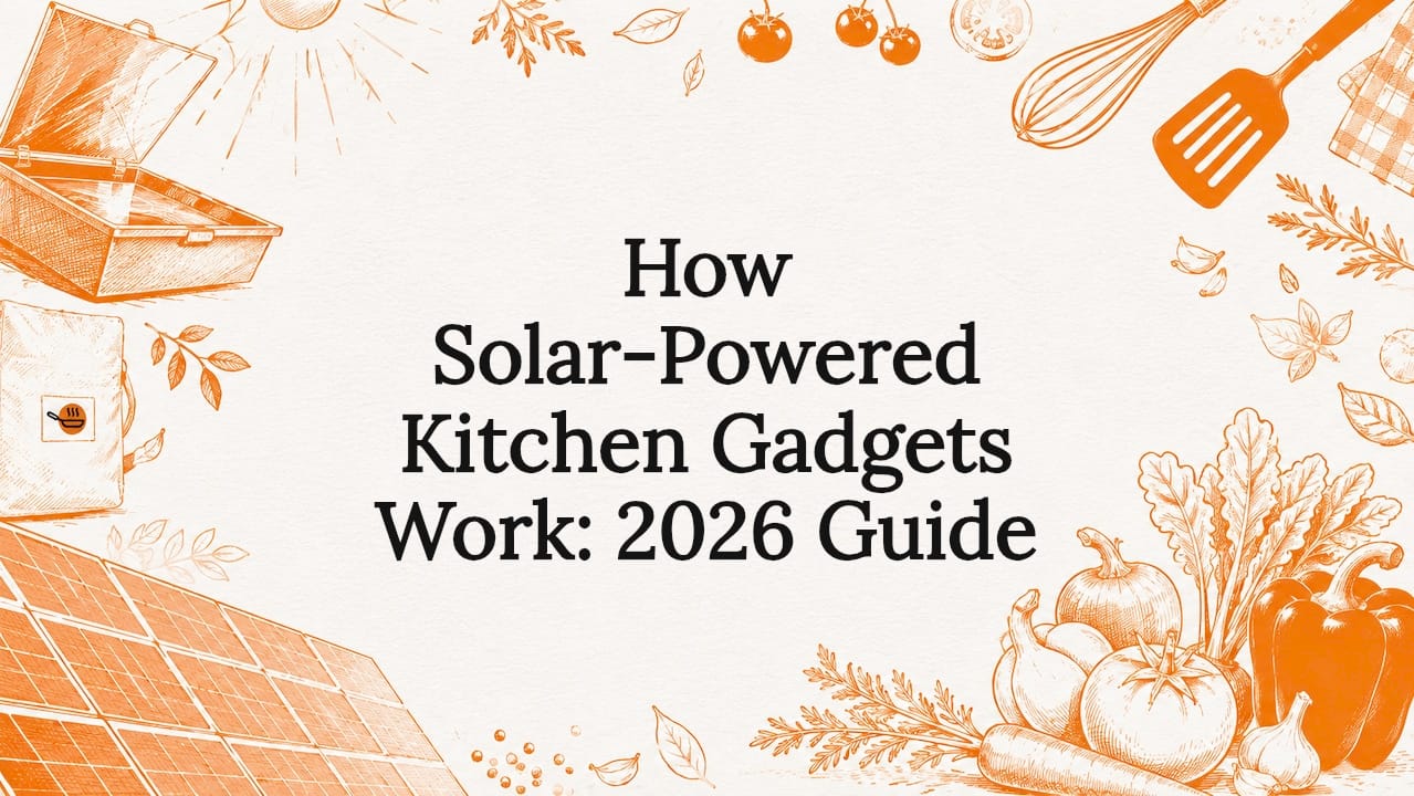 Decorative title card illustration for solar kitchen gadgets