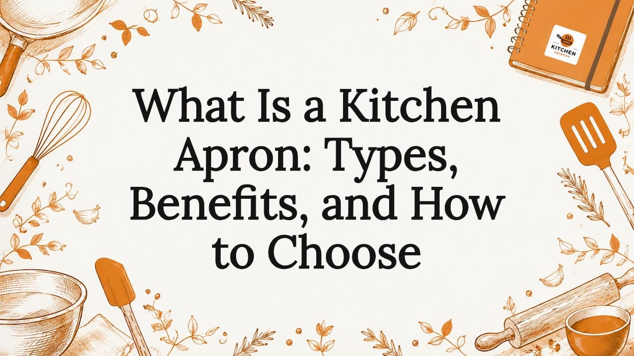 Decorative kitchen tool illustration framing title