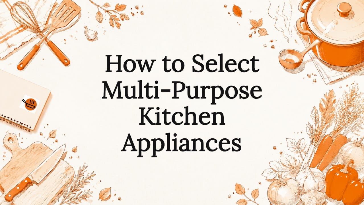 Decorative illustrated title card for kitchen appliances article