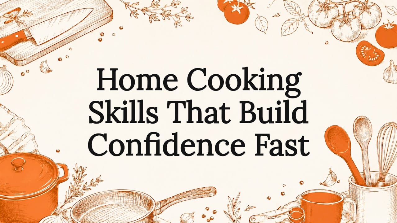 Decorative title card illustration for home cooking article