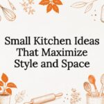 Decorative title card illustration for small kitchen article