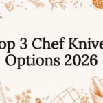 Decorative illustration framing chef knives title
