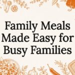 Decorative illustrated title card for family meals