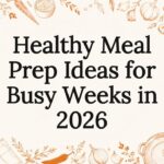 Decorative healthy meal prep title card illustration