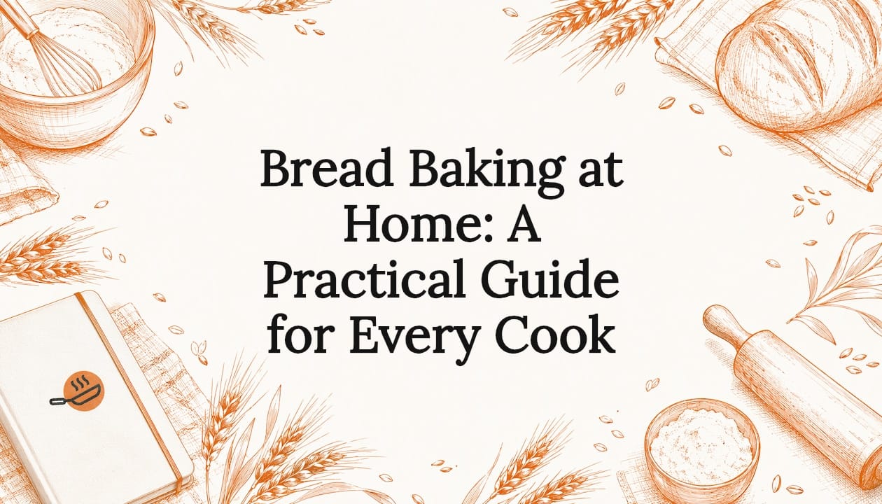 Decorative hand drawn illustration framing bread baking title