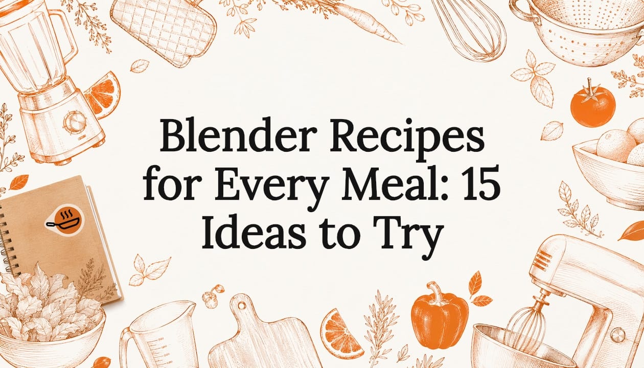 Decorative title card illustration with kitchen tools