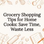 Decorative grocery shopping title card illustration