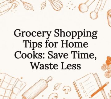 Decorative grocery shopping title card illustration