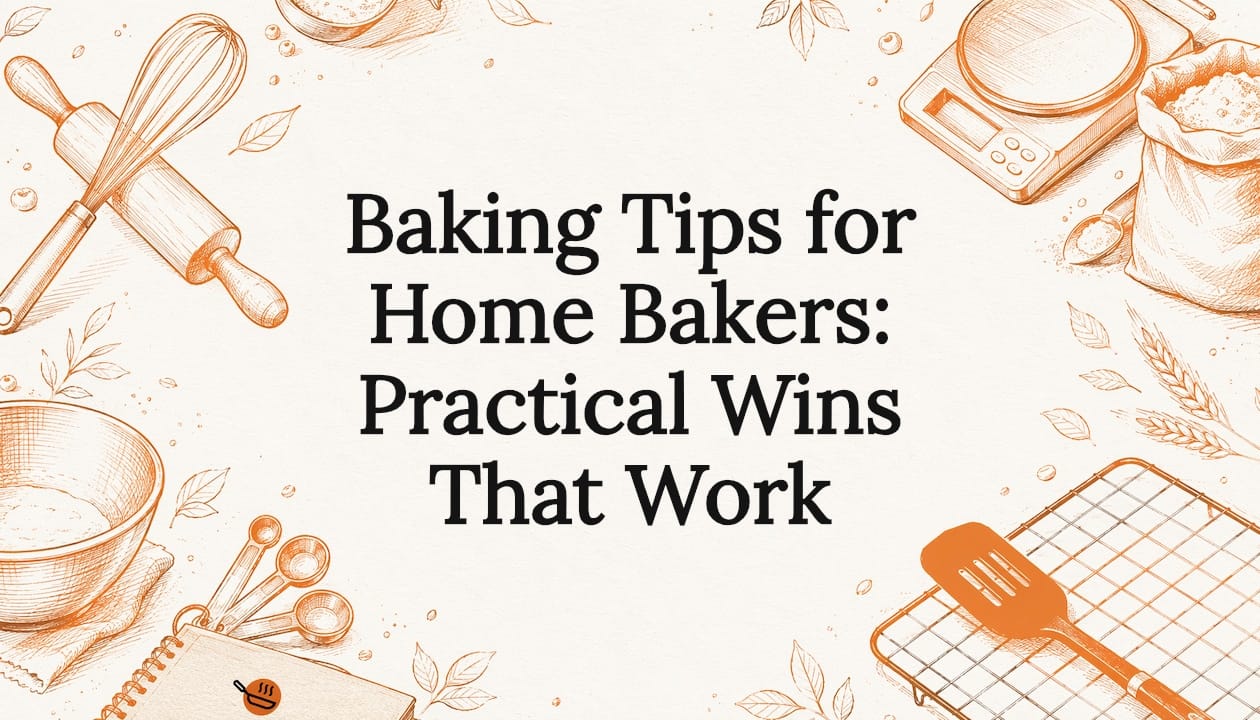 Decorative baking tools illustration framing title