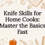 Decorative hand drawn kitchen utensils framing title