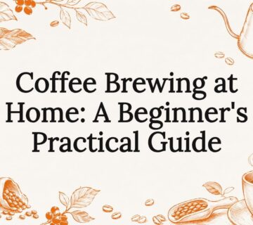 Decorative title card illustration with coffee brewing elements