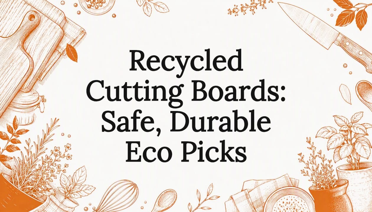 Decorative eco kitchen tools title card illustration