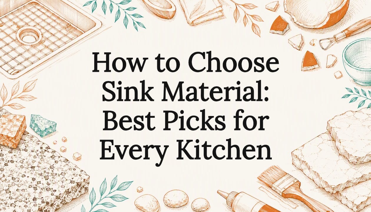 Decorative title card illustration for sink materials