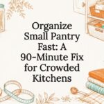 Decorative title card of pantry storage items