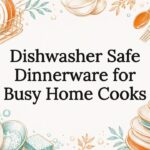 Decorative title card illustration for dishwasher safe dinnerware article