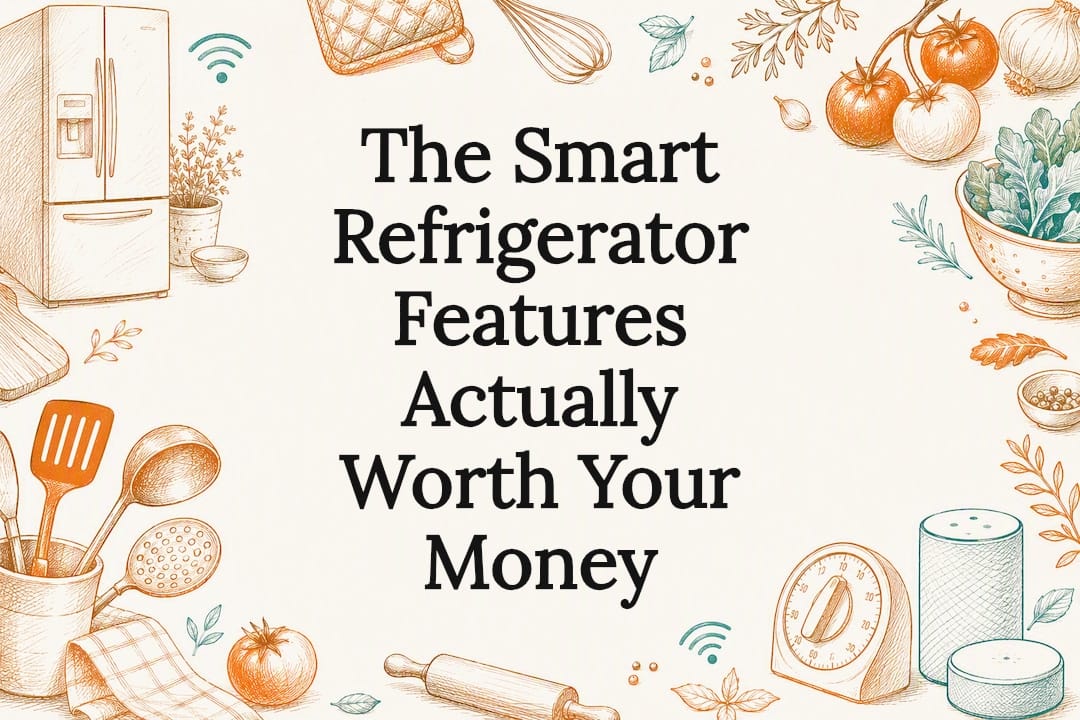 Decorative title card illustration for smart fridge article