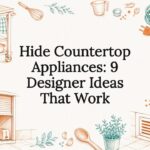Decorative illustrated kitchen appliances hiding theme