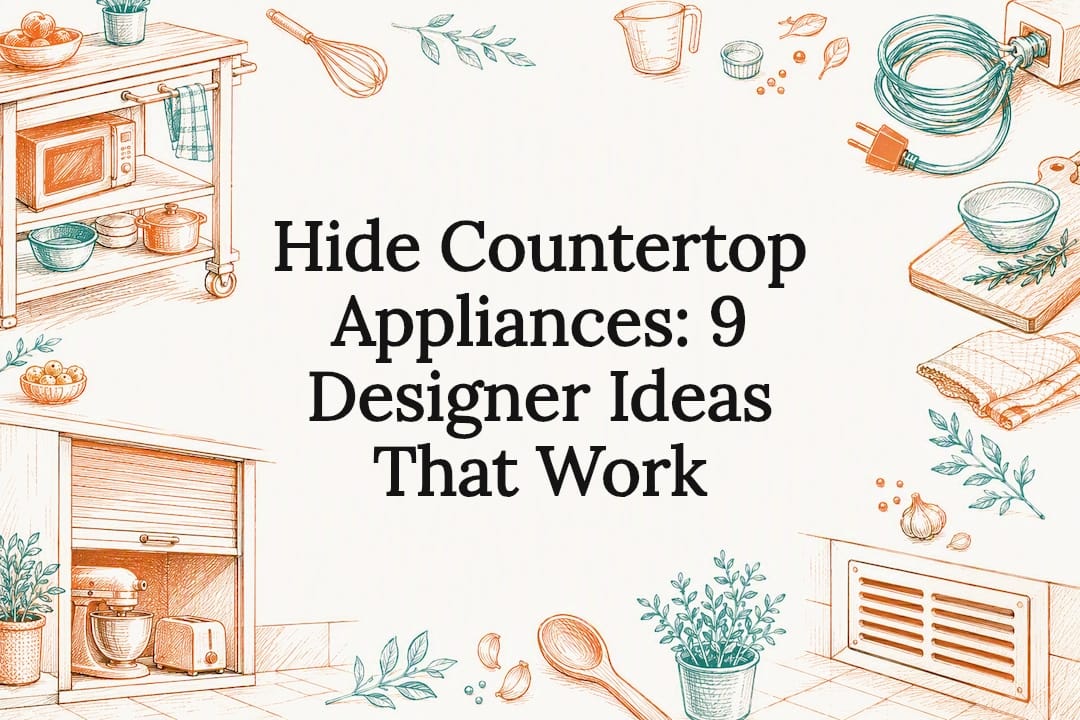 Decorative illustrated kitchen appliances hiding theme