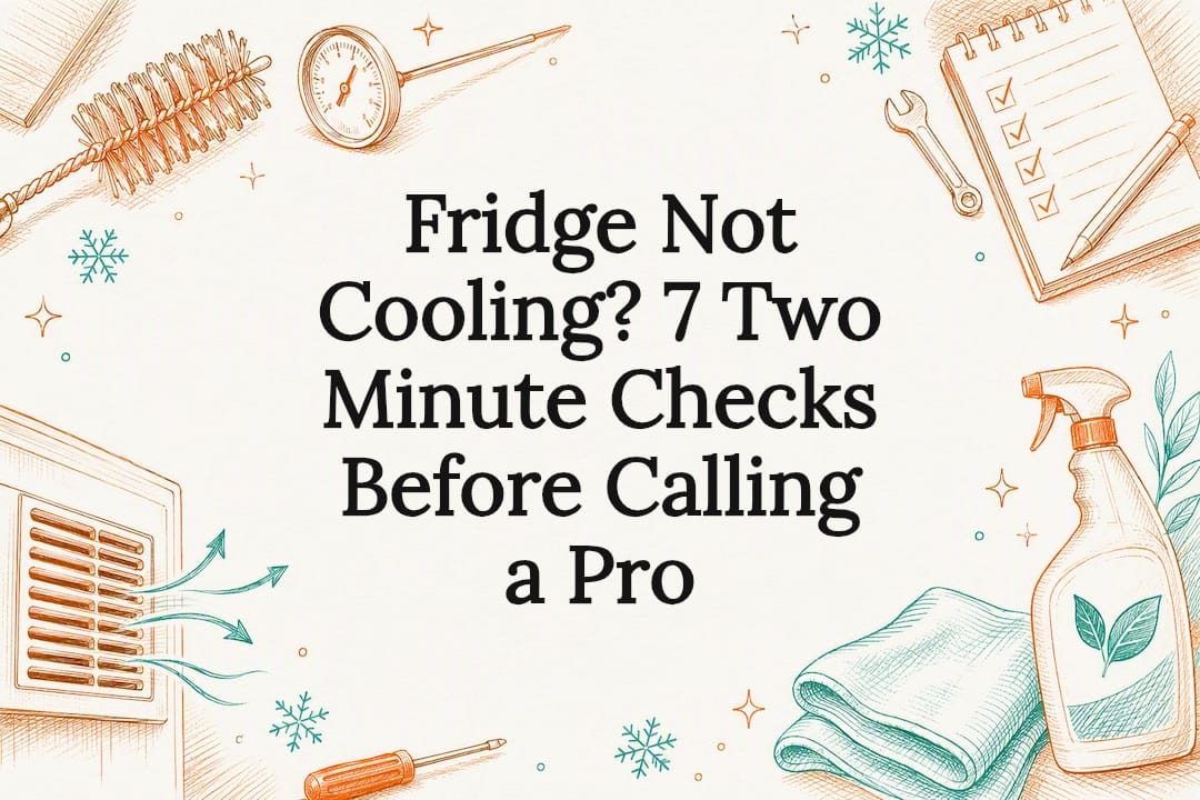 Decorative title card illustration for fridge troubleshooting article