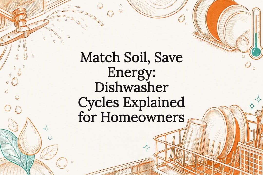 Decorative dishwasher cycle title card illustration